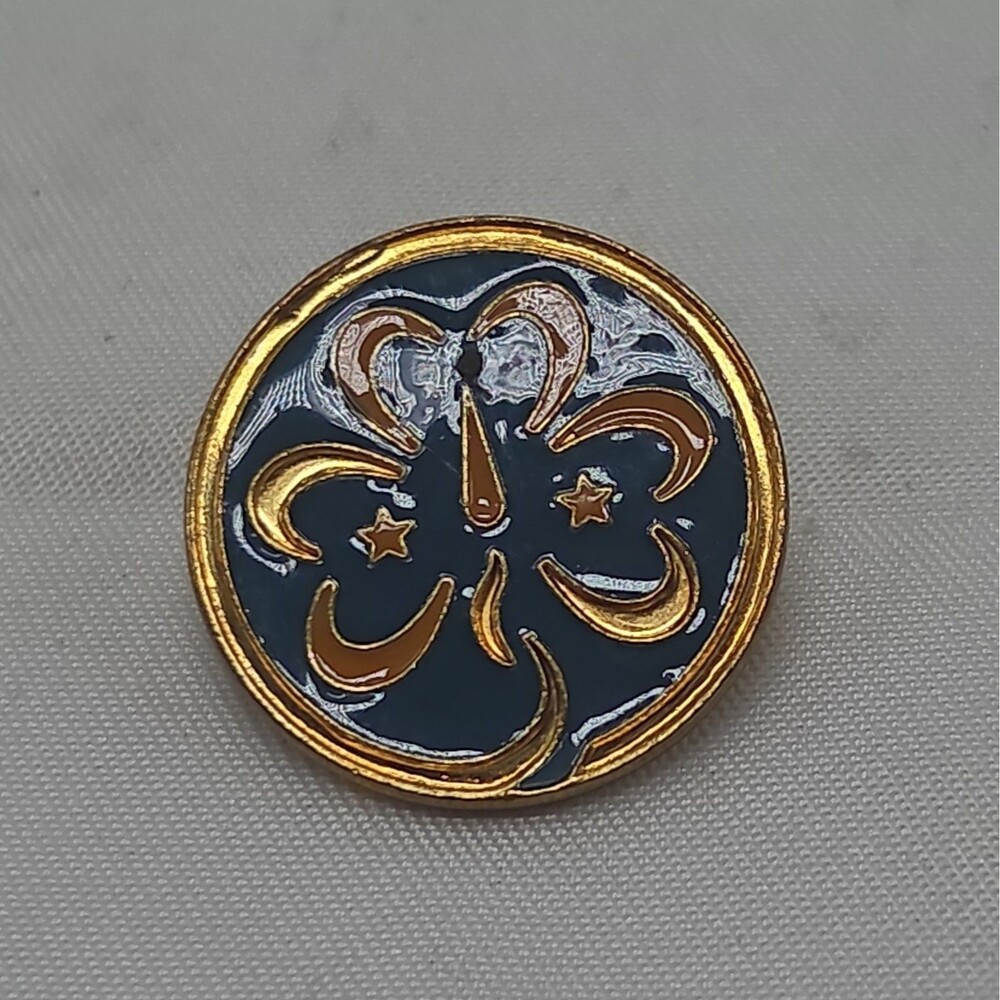 Girl Scouts Lapel Pin Trefoil World Orange & Blue